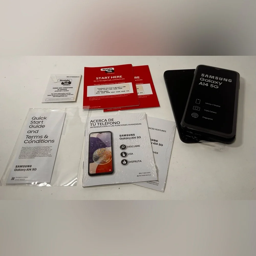 (2) Samsung Galaxy A14 5G Straight Talk. Black. Two Phones.Tested. SM-S146VL (GP